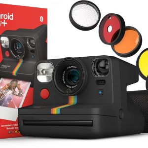 Now+ Black (9061) - Bluetooth Connected I-Type Instant Film Camera with Bonus Lens Filter Set
